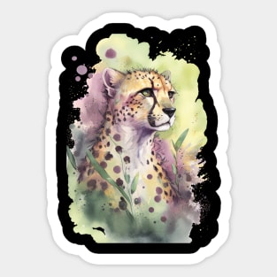 Portrait of an adorable and beautiful Cheetah watercolor Sticker